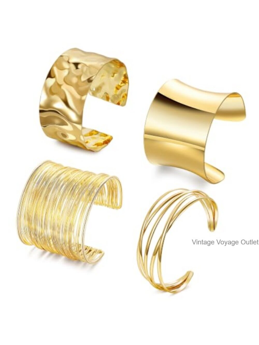 Chunky Cuff Bracelets Set Open Wide Bangle Adjustable Stackable Women Jewelry